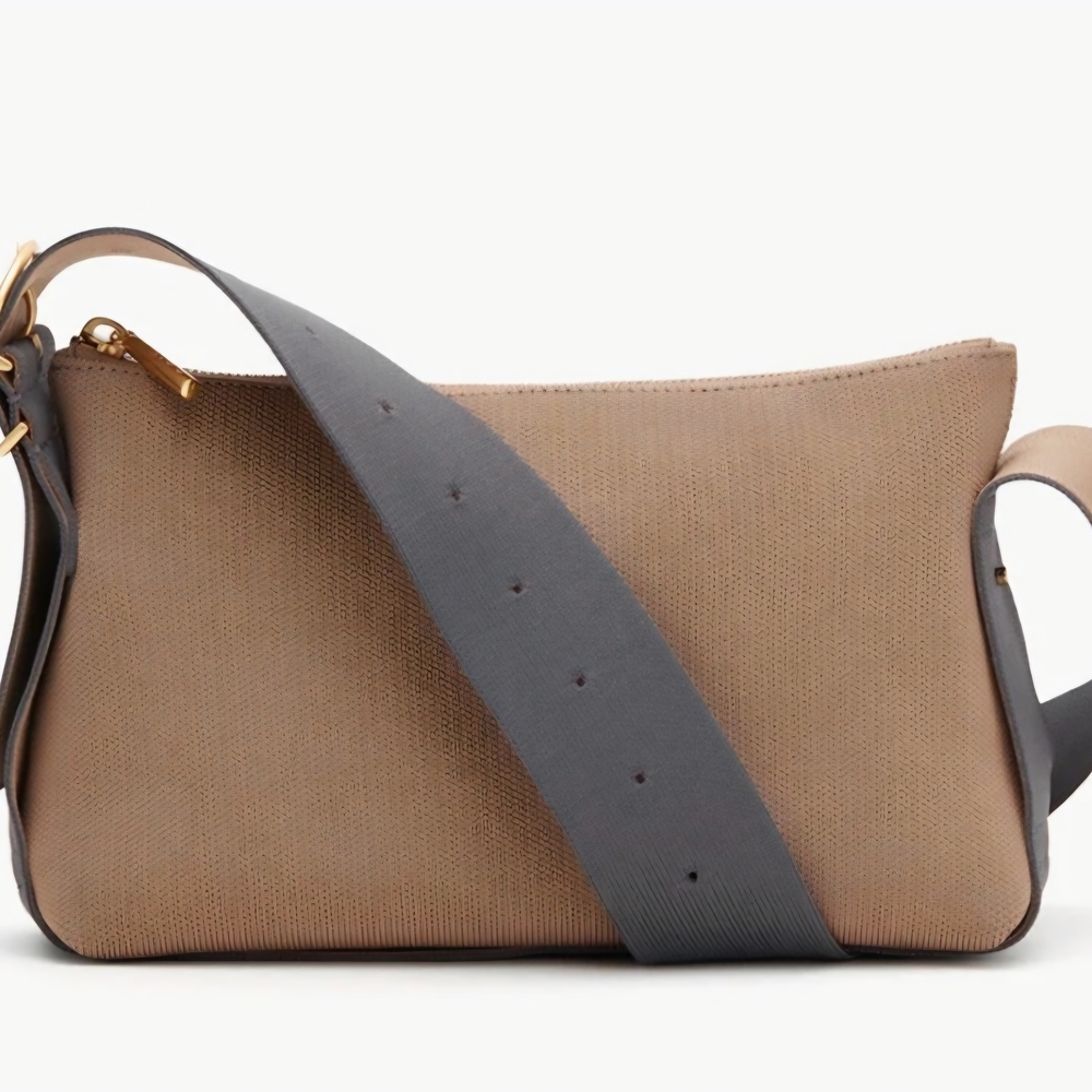 Cuyana Tan and Gray Crossbody Bag
